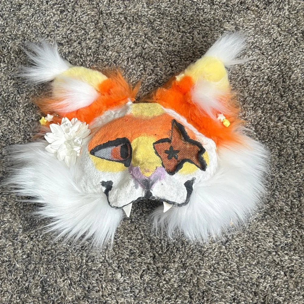Orange and yellow star cat mask